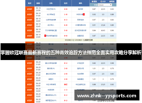 掌握欧冠联赛最新赛程的五种高效追踪方法指南全面实用攻略分享解析